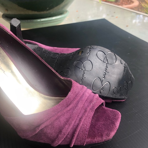 NWOT Jessica Simpson Purple Suede Platform Heels - Picture 2 of 6